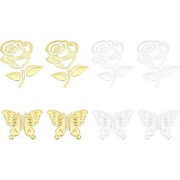 SUPERFINDINGS 8 Sheets 4 Style PVC Fish Car Emblem Plastic Butterfly Flower Car Sticker Rose Car Stickers for Decorate Cars Bumper Motorcycle Truck