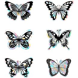 GORGECRAFT 6PCS Butterfly Rainbow Static Window Clings Decal Anti Collision Glass Stickers Non Adhesive Vinyl Film Home Decorations for Sliding Doors Windows Prevent Stop Birds Dogs