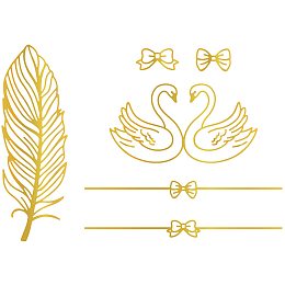 GLOBLELAND 2Pcs Feather and Swan Hot Foil Plate for DIY Foil Paper Embossing Scrapbooking Decor Greeting Cards Making Wedding Birthday Invitation,Matte Platinum