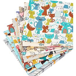 GORGECRAFT 8PCS 20 x 20 Inch Animal Fat Quarters Fabric Bundles Cat Dog Pattern Cotton Fabric Squares for Quilting Sewing Patchwork Cushions Pillows