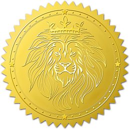 BENECREAT 25PCS Lion Pattern Gold Foil Embossed Stickers, Embossed Envelope Seal Labels for Invitations Party Favors Decor