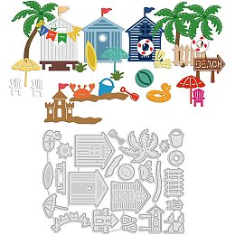 GLOBLELAND Seaside Resort Cutting Dies Beach Coconut Tree Crab Sandcastle Surfboard Die Cuts for DIY Scrapbooking Festival Greeting Cards Making Paper Cutting Album Envelope Decoration