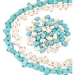 Arricraft 38 Pcs 2 Strands Turquoise Beads, 2 Colors Synthetic Turquoise Elephant Charm Beads Stone Animal Spacers Bead for Bracelets Earrings DIY Jewelry Making