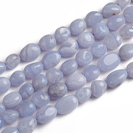 Honeyhandy Natural Blue Lace Agate Beads Strands, Tumbled Stone, Nuggets, 10~15x7.5~11.5x7.5~12.5mm, Hole: 1mm, about 36pcs/Strand, 15.67 inch(39.8 cm)