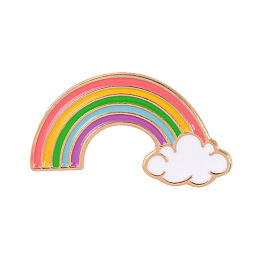 Honeyhandy Creative Zinc Alloy Brooches, Enamel Lapel Pin, with Enamel and Iron Butterfly Clutches or Rubber Clutches, Rainbow, Golden, Colorful, 17.5x33mm, Pin: 1mm