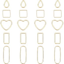 SUPERFINDINGS 20Pcs 5 Styles Brass Linking Rings Hollow Geometric Oval Heart Rectangle Hanging Charm Connector Open Back Frame Pendant Links for Jewelry Making Craft Supplies