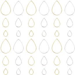 SUNNYCLUE 1 Box 180Pcs 3 Sizes Teardrop Linking Rings Earrings Beading Hoop Brass Metal Open Bezels Frame Charms for Earring Findings Crafts Jewelry Making Supplies, Golden Silver