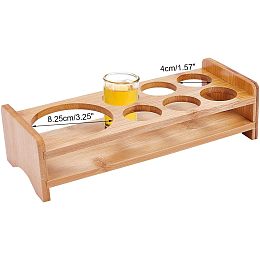 NBEADS 7 Shot Glass Holder, Hole: 1.57 Inch Shot Glass Tray Bamboo 6 Shot Glass Serving Tray with 3.25 Inch Large Wine Holder Shot Glass Storage Shot Glass Display Bar Accessories for Party Bar Club