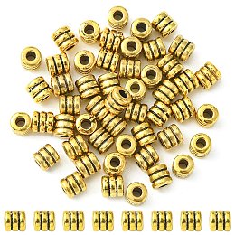 Honeyhandy Tibetan Style Alloy Bead Spacers, Lead Free & Cadmium Free, Column, Antique Golden, 4x4mm, Hole: 2mm