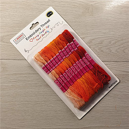 Honeyhandy 12 Skeins Polycotton(Polyester Cotton) Embroidery Floss, Cross Stitch Threads, Gradient Color, Orange, 8m(8.74 Yards)/skein