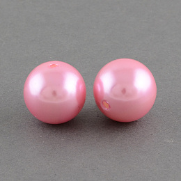 Honeyhandy ABS Plastic Imitation Pearl Round Beads, Pink, 20mm, Hole: 2.5mm, about 120pcs/500g