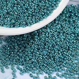 Honeyhandy MIYUKI Round Rocailles Beads, Japanese Seed Beads, (RR1075) Duracoat Galvanized Dark Sea Foam, 15/0, 1.5mm, Hole: 0.7mm, about 5555pcs/bottle, 10g/bottle