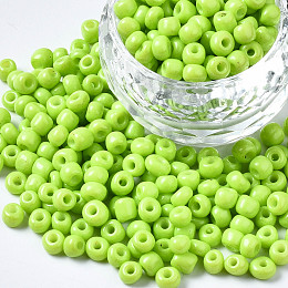 Honeyhandy 6/0 Glass Seed Beads, Baking Paint, Round Hole, Round, Green Yellow, 4~5x3~5mm, Hole: 1.2~1.5mm, about 4500pcs/Pound