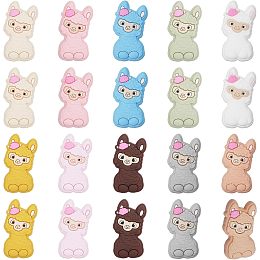 CHGCRAFT 20Pcs 10Colors Alpaca Silicone Beads Animal Pen Beads Silicone Loose Spacer Beads for DIY Necklace Bracelet Earrings Keychain Crafts Jewelry Making