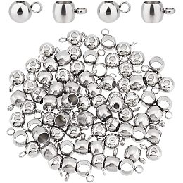 DICOSMETIC 80Pcs 2 Styles Hanger Links Connector Beads Stainless Steel Round Bail Beads 9mm Hole Spacer Beads European Bead Metal Carrier Beads for Bracelet Necklace Jewelry Making
