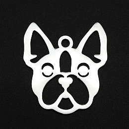 Honeyhandy 201 Stainless Steel Pendants, Laser Cut, Dog Head, Stainless Steel Color, 32x28.5x1mm, Hole: 3mm