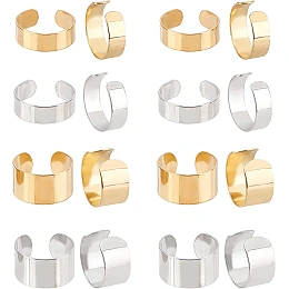 UNICRAFTALE 24pcs 2 Colors Plain Wide Band Rings 304 Stainless Steel Cuff Rings Open Rings for DIY Jewelry Making