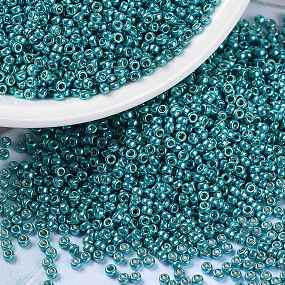 Honeyhandy MIYUKI Round Rocailles Beads, Japanese Seed Beads, (RR1075) Duracoat Galvanized Dark Sea Foam, 15/0, 1.5mm, Hole: 0.7mm, about 5555pcs/bottle, 10g/bottle