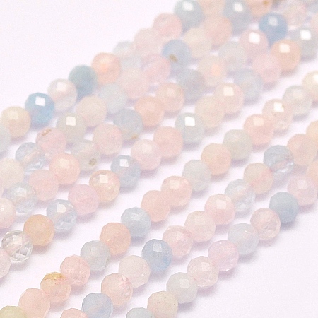 ARRICRAFT Natural Morganite Beads Strands, Faceted, Round, 4mm, Hole: 0.5mm, about 96pcs/strand, 15.7 inches(40cm)