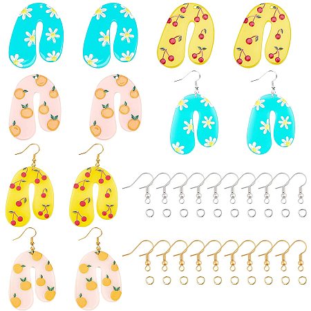SUPERFINDINGS About 16Pcs 4 Styles U Shape Resin Pendants with 1.8mm Hole 4 Colors 3D Printed Resin Pendant U Shape Resin Charms for DIY Jewelry Making Necklace Bracelet