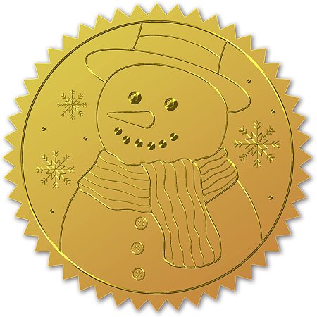 CRASPIRE 100pcs Gold Foil Certificate Seals Snowman Embossed Gold Certificate Seals 2