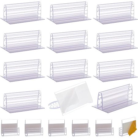 NBEADS 26 Pcs 2 Sizes Clear Self-Adhesive Business Card Holder, Plastic Clip Holder Clear Sign Display Holder Business Card Holder Stand for Tables Hotel Conference Wedding Party Birthday
