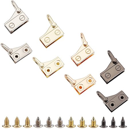WADORN 8 Sets Metal Side Clip Bag Buckle, 4 Colors Purse Suspension Clasp Detachable Bag Strap Hardware Clasp Chain Connector Buckle With Side Loop for DIY Leather Crafts Bag Making(0.5 Inch Wide)