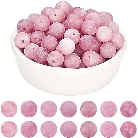 Arricraft About 92 Pcs Frosted Natural Stone Beads 8mm, Natural White Jade Round Beads, Gemstone Loose Beads for Bracelet Necklace Jewelry Making ( Medium Orchid, Hole: 1mm )