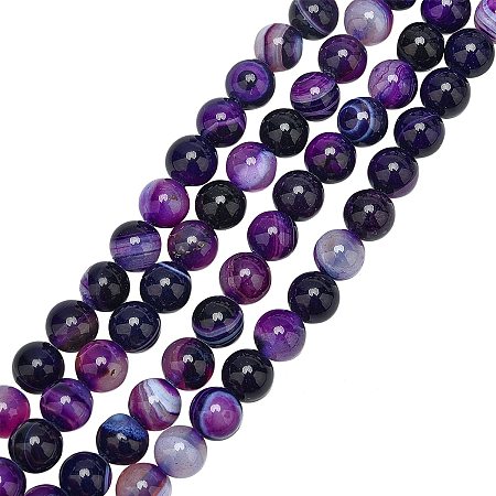 NBEADS 94 Pcs Natural Gemstone Beads, 8mm Grade A Banded Agate Beads Dyed Stone Beads for Bracelet Necklace Earrings Jewelry Making, Indigo, Hole:1mm