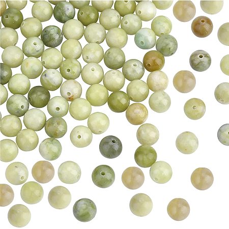 OLYCRAFT 94pcs Natural Peridot Beads 8mm Green Peridot Round Beads Olivine Beads Round Loose Beads Energy Stone for Bracelet Necklace Jewelry Making