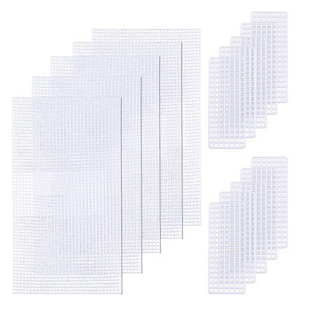 CHGCRAFT Plastic Mesh Canvas Sheets, for Embroidery, Acrylic Yarn Crafting, Knit and Crochet Projects, White, 108~363x44~186x1mm, Hole: 4x4mm