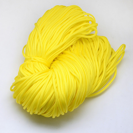 Honeyhandy 7 Inner Cores Polyester & Spandex Cord Ropes, Solid Color, for Rope Bracelets Making, Yellow, 4~5mm, about 109.36 yards(100m)/bundle, 420~500g/bundle