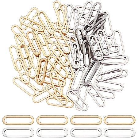 UNICRAFTALE About 80pcs 2 Colors Oval Connecting Rings 304 Stainless Steel Linking Rings 20mm Long Smooth Frame Connector for Bracelet Necklace Jewelry Making