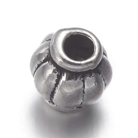 Honeyhandy Tibetan Silver Spacer Beads, Lead Free & Cadmium Free, Barrel, Antique Silver, about 4mm in diameter, hole: 1mm