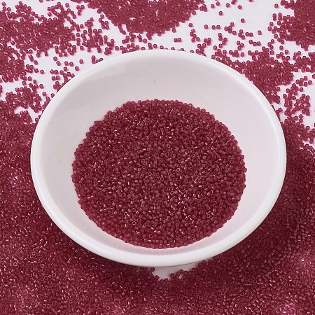 MIYUKI Delica Beads, Cylinder, Japanese Seed Beads, 11/0, (DB0775) Dyed Semi-Frosted Transparent Scarlet, 1.3x1.6mm, Hole: 0.8mm; about 2000pcs/10g