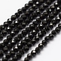 ARRICRAFT Natural Black Spinel Beads Strands, Faceted, Round, 2mm, Hole: 0.5mm, about 175pcs/strand, 14.9 inches(38cm)