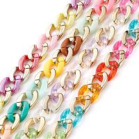 Arricraft Handmade Acrylic & CCB Plastic Curb Chains, Twisted Chains, with Glitter Powder, Colorful, Links: 22.5x16x5mm, about 39.37 inch(1m)/strand