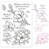 GLOBLELAND Magnolia Flowers Silicone Clear Stamps Just for You Transparent Stamps for Christmas Birthday Valentine's Day Cards Making DIY Scrapbooking Photo Album Decoration Paper Craft