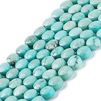 Arricraft Natural Turquoise Beads Dyed Strands, Faceted, Flat Round, 6x6x3.5~4mm, Hole: 1mm, about 66pcs/strand, 15.35''(39cm)