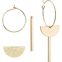 BENECREAT 24Pcs Half Round Geometric Brass Charm Pendant 18K Gold Plated Cuboid Charm with Hoop Earring Findings for DIY Earring Making