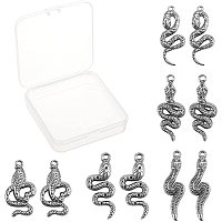 SUNNYCLUE 1 Box 10Pcs 5 Styles Stainless Steel Snake Pendant Rhinestone Settings Animal Charms Serpent Pendants for Adults DIY Earring Necklace Bracelet Jewellery Making Keychain Decor
