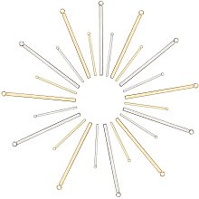 Unicraftale 304 Stainless Steel Pendants, Bar, Golden & Stainless Steel Color, 43x3x2mm, Hole: 1.8mm; 33x1.5x1.5mm, Hole: 2mm; 24pcs/box