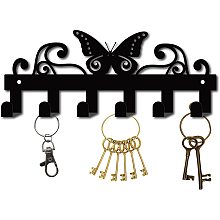 GORGECRAFT Key Holder Cast Iron Wall Hanger Coat Rack Wall Mounted Butterfly Shaped Decorative with 6 Hooks for Jewelry Keys Hat Backpack Clothes Pet Leash Umbrella Organizer, Black