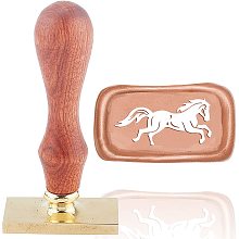 CRASPIRE Wax Seal Stamp Horse Vintage Sealing Wax Stamps Rectangle Removable Brass Head Sealing Stamp with Wooden Handle for Halloween Wedding Invitations Christmas Xmas Party Gift Wrap