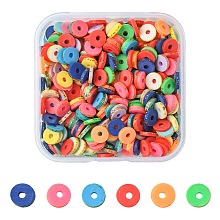 1 Strand Handmade Polymer Clay Beads Strand, with Glitter Sequin, Flat Round/Disc, Heishi Beads, Colorful, 6x1mm, Hole: 2mm, about 380~400pcs/strand, 17.7 inch(45mm)