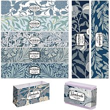 PandaHall Elite 9 Styles Wrap Paper Tape, 90pcs Flower Leaf Soap Paper Wrapper Blue Label Tags Sleeves Covers Craft Gift Tape Band Label for Handmade Soap Lotion Bars Bath Gift Wrapping