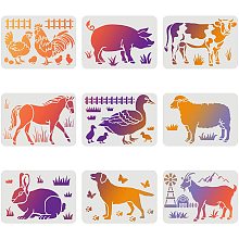 FINGERINSPIRE 9pcs Farm Animal Stencil 11.7x8.3 inch Farmhouse Stencils Poultry Animal Drawing Stencil Animals Template for Painting on Walls Canvas Wood Tile Paper Floor