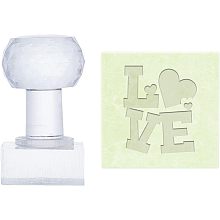 PandaHall Elite Word Soap Embossing Stamp, Love Acrylic Stamp with Handle Valentine's Day Soap Chapter Imprint Stamp for Cookie Clay Pottery Stamp Biscuits Gummier DIY Arts Crafts Making Projects