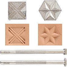 SUPERFINDINGS 2Pcs 2 Style Alloy Leather Stamps Tartan Star Pattern Leather Stamping Tools Professional Leather Craft Working for PU Bag Wallet DIY Processed