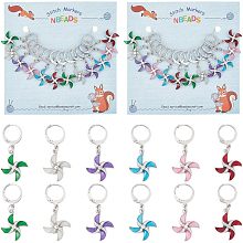 NBEADS 24 Pcs Windmill Stitch Markers, Alloy Crochet Stitch Marker Charms with Rhinestone 304 Stainless Steel Clasp Locking Stitch Marker for Knitting Weaving Sewing Jewelry Making